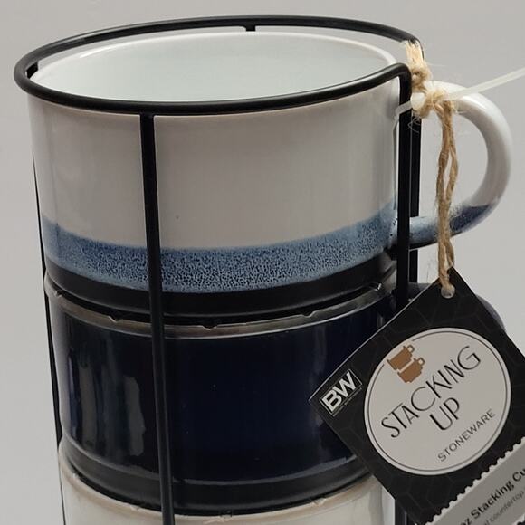 Boston Warehouse Coffee Cup Set with Metal Rack - Picture 4 of 9